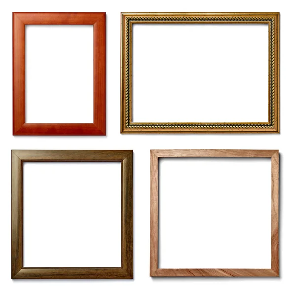 Collectie Van Diverse Vintage Houten Frame Witte Achtergrond — Stockfoto