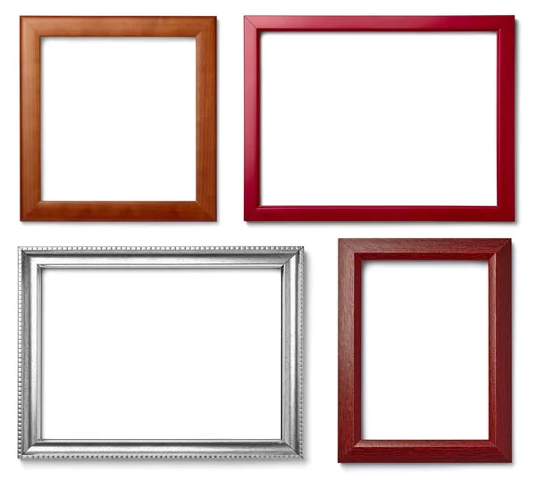 Collectie Van Diverse Vintage Houten Frame Witte Achtergrond — Stockfoto