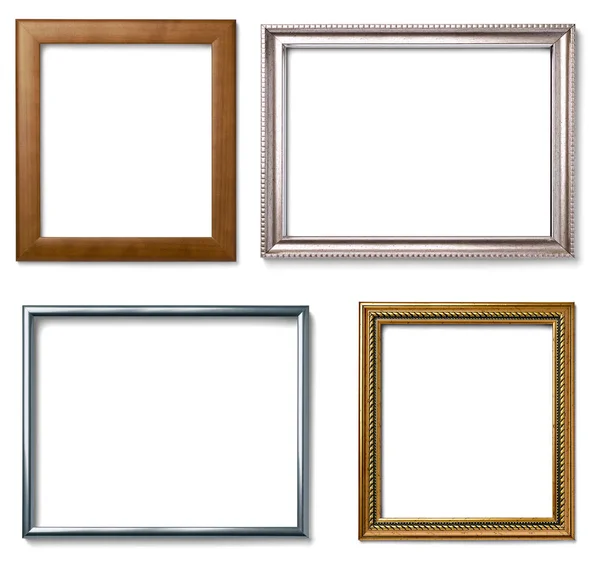 Collectie Van Diverse Vintage Houten Frame Witte Achtergrond — Stockfoto