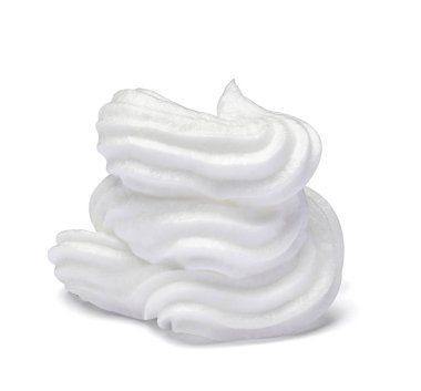 Beyaz arka plan üzerinde beyaz krem şanti yakın çekim