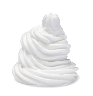 Beyaz arka plan üzerinde beyaz krem şanti yakın çekim