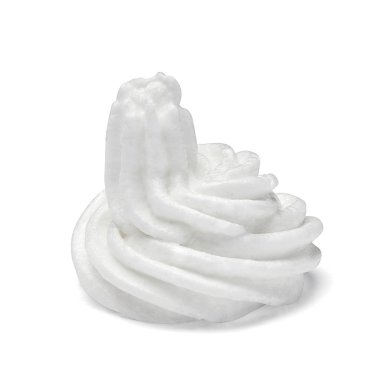 Beyaz arka plan üzerinde beyaz krem şanti yakın çekim