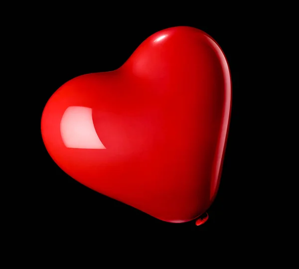 Närbild Röd Ballong Hjärta Form Vit Bakgrund — Stockfoto