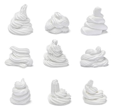 çeşitli beyaz krema beyaz arka plan üzerinde topluluğu. her biri ayrı ayrı vurulur