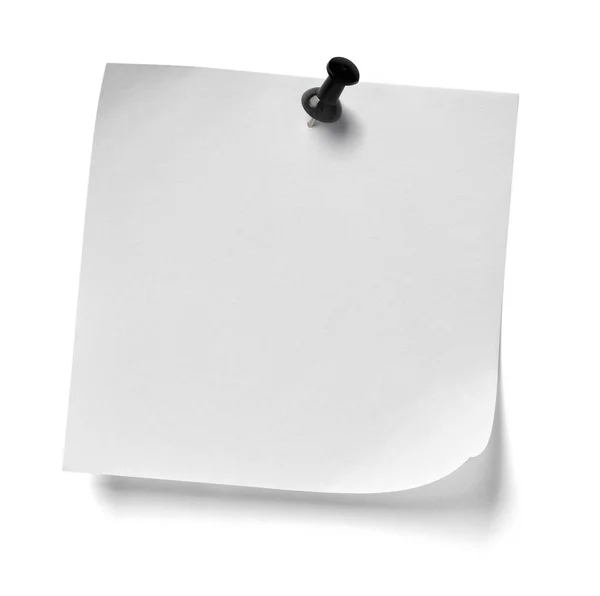 Close Note Paper Red Push Pin White Background — Stock Photo, Image