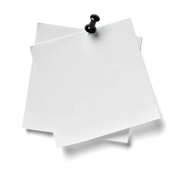 Close Note Paper Red Push Pin White Background — Stock Photo, Image