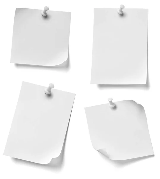 Collection Various Note Paper Red Push Pin White Background Each — Stock Photo, Image