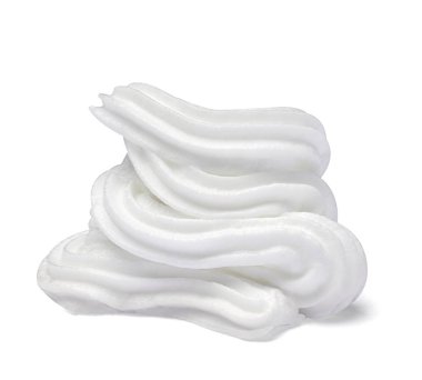 Beyaz arka plan üzerinde beyaz krem şanti yakın çekim