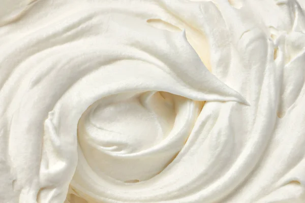 Close White Whipped Sour Cream White Background — Stock Photo, Image