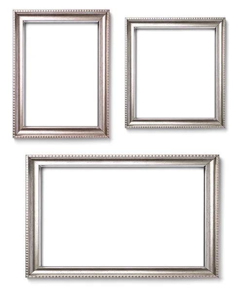 Collectie Van Diverse Vintage Houten Frame Witte Achtergrond — Stockfoto