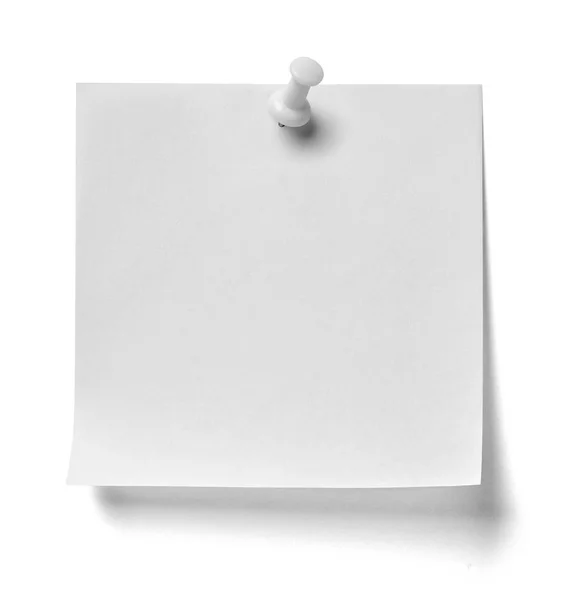 Close Note Paper Red Push Pin White Background — Stock Photo, Image