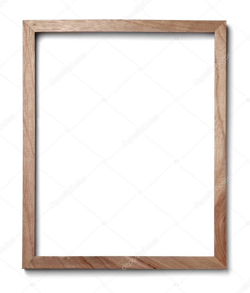 close up of  a vintage wood frame on white background