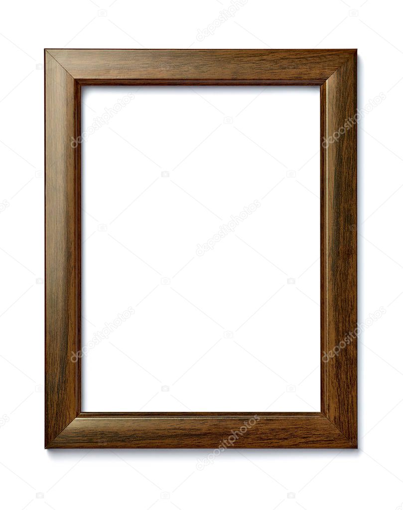 close up of  a vintage wood frame on white background