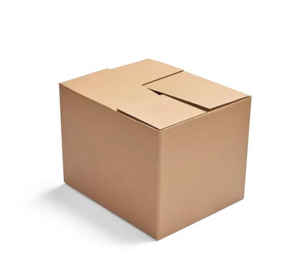 Close Cardboard Box White Background — Stock Photo, Image