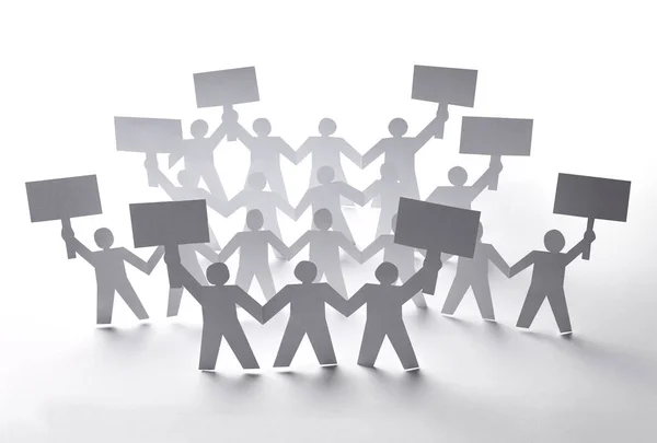 Close Paper People Rally White Background — Stock Photo, Image