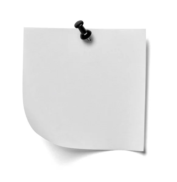 Close Note Paper Red Push Pin White Background — Stock Photo, Image