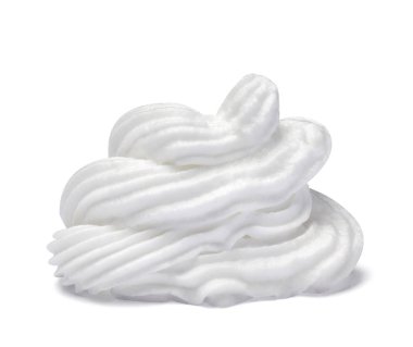 Beyaz arka plan üzerinde beyaz krem şanti yakın çekim