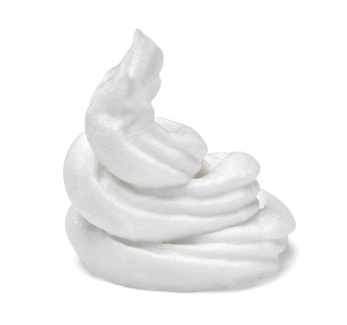 Beyaz arka plan üzerinde beyaz krem şanti yakın çekim