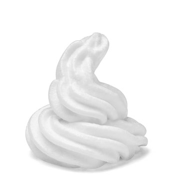 Beyaz arka plan üzerinde beyaz krem şanti yakın çekim