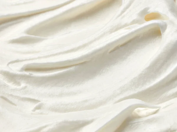 Close White Whipped Sour Cream White Background — Stock Photo, Image