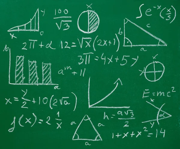 Matematik Formülleri Işaretler Bir Kara Tahta Üzerinde — Stok fotoğraf