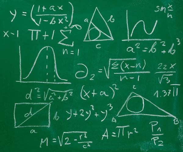 Matematiska Formler Och Tecken Svarta Tavlan — Stockfoto