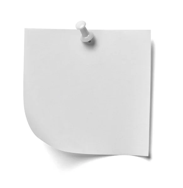 Nahaufnahme Eines Notizpapiers Mit Roter Stecknadel Auf Weißem Hintergrund — Stockfoto