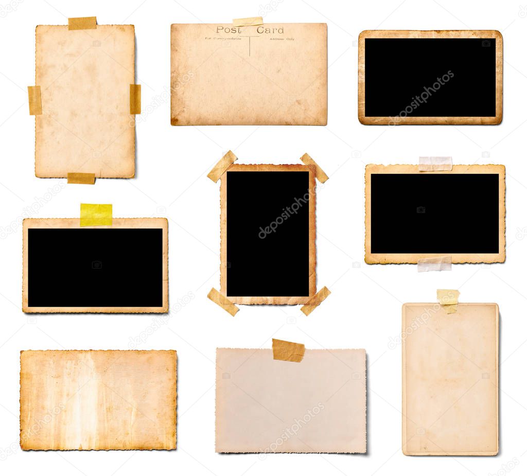 collection of various old photos instant film on white background. each one is shot separately