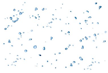 beyaz arkaplanda çeşitli su damlalarının toplanması