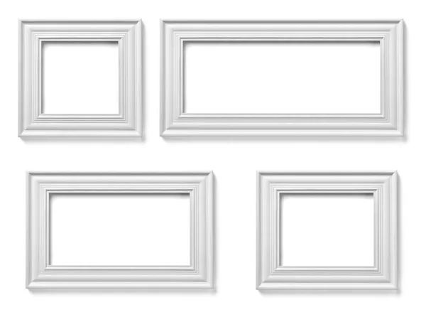 Collectie Van Verschillende Witte Houten Frames Witte Achtergrond Elk Wordt — Stockfoto