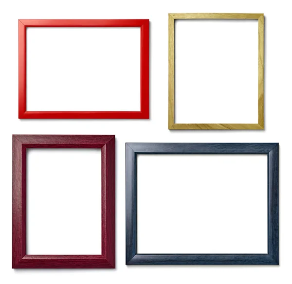 Collectie Van Diverse Vintage Houten Frame Witte Achtergrond — Stockfoto