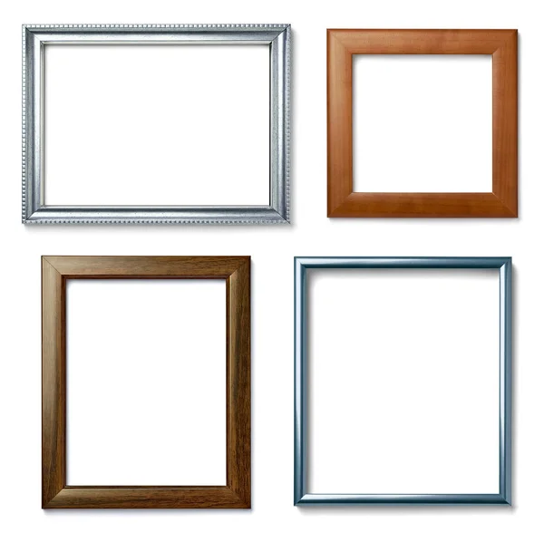 Collection Various Vintage Wood Frame White Background — Stock Photo, Image