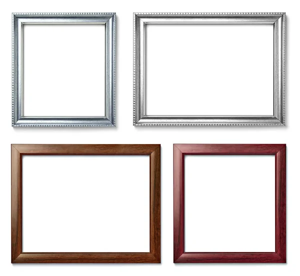 Collectie Van Diverse Vintage Houten Frame Witte Achtergrond — Stockfoto