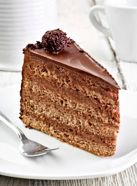 Primo Piano Una Torta Cioccolato — Foto Stock