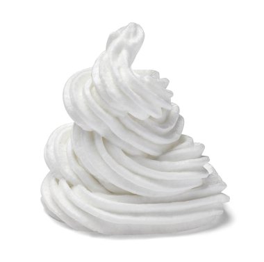 Beyaz arka plan üzerinde beyaz krem şanti yakın çekim