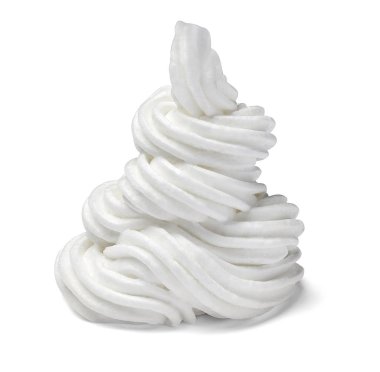 Beyaz arka plan üzerinde beyaz krem şanti yakın çekim