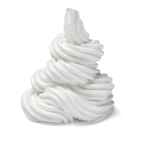 Close White Whipped Cream White Background — Stock Photo, Image