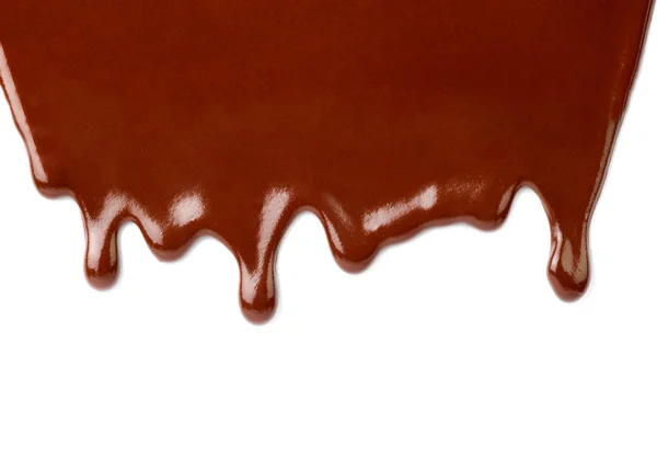 Close Xarope Chocolate Fundo Branco — Fotografia de Stock