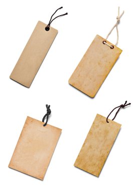 Beyaz arkaplandaki çeşitli fiyat etiketleri koleksiyonu. Her biri ayrı ayrı çekiliyor.