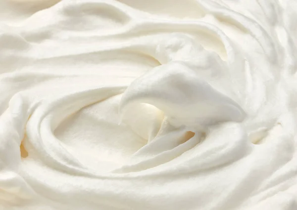 Close White Whipped Sour Cream White Background — Stock Photo, Image