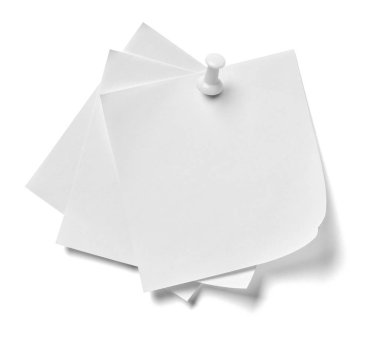 Beyaz arkaplanda kırmızı düğmeli bir not kağıdını kapat