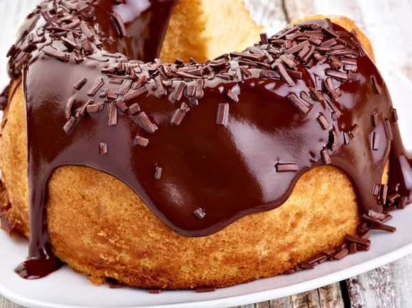 Bir Çikolatalı Kek Mermer Yakın Çekim — Stok fotoğraf