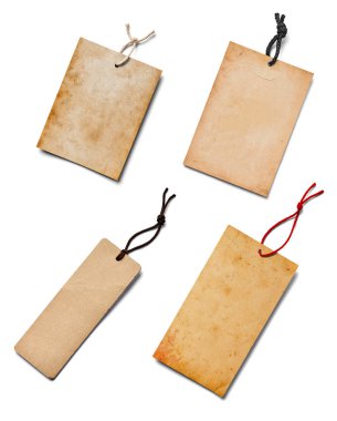 Beyaz arkaplandaki çeşitli fiyat etiketleri koleksiyonu. Her biri ayrı ayrı çekiliyor.