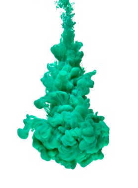 green color paint pouring in water clipart