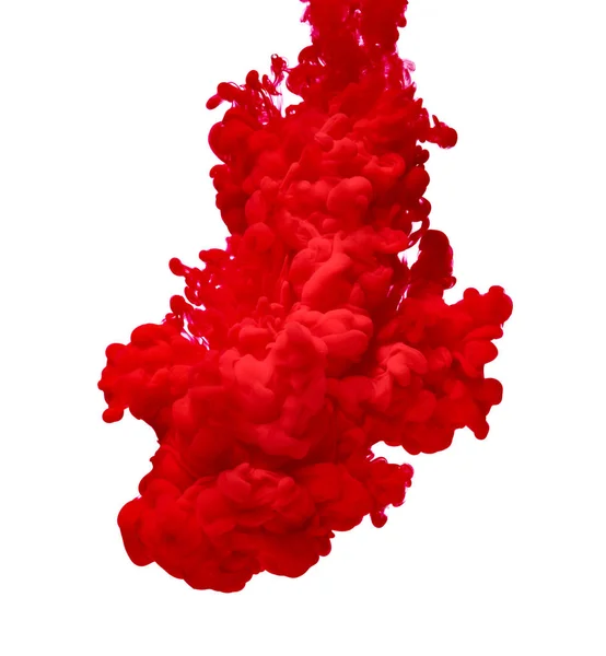 Красный Цвет Краски Заливки Воду — стоковое фото