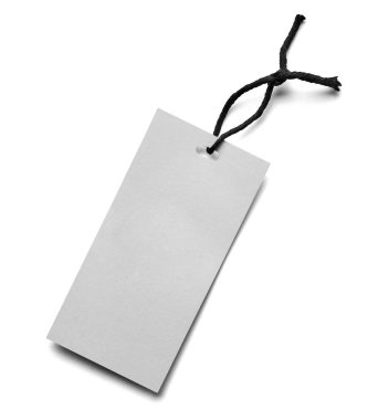 Beyaz arkaplanda bir fiyat etiketi notunu kapat