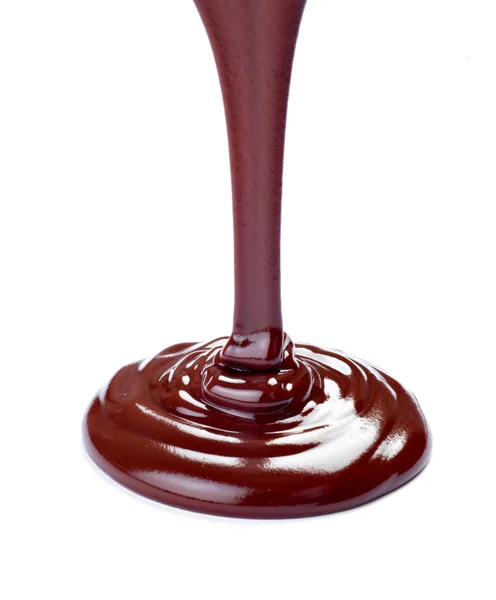 Primer Plano Jarabe Chocolate Sobre Fondo Blanco — Foto de Stock
