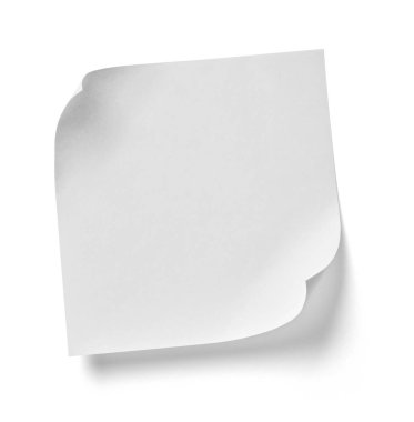 Beyaz arkaplanda kırmızı düğmeli bir not kağıdını kapat