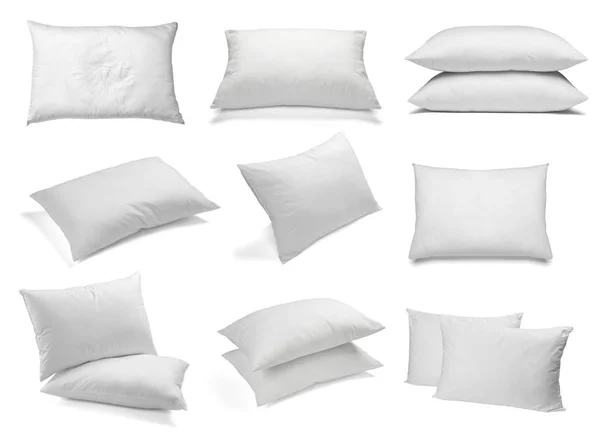 Collection Various White Pillows White Background Each One Shot Separately — Stock Photo, Image