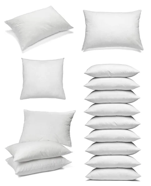 Collection Various White Pillows White Background Each One Shot Separately — Stock Photo, Image